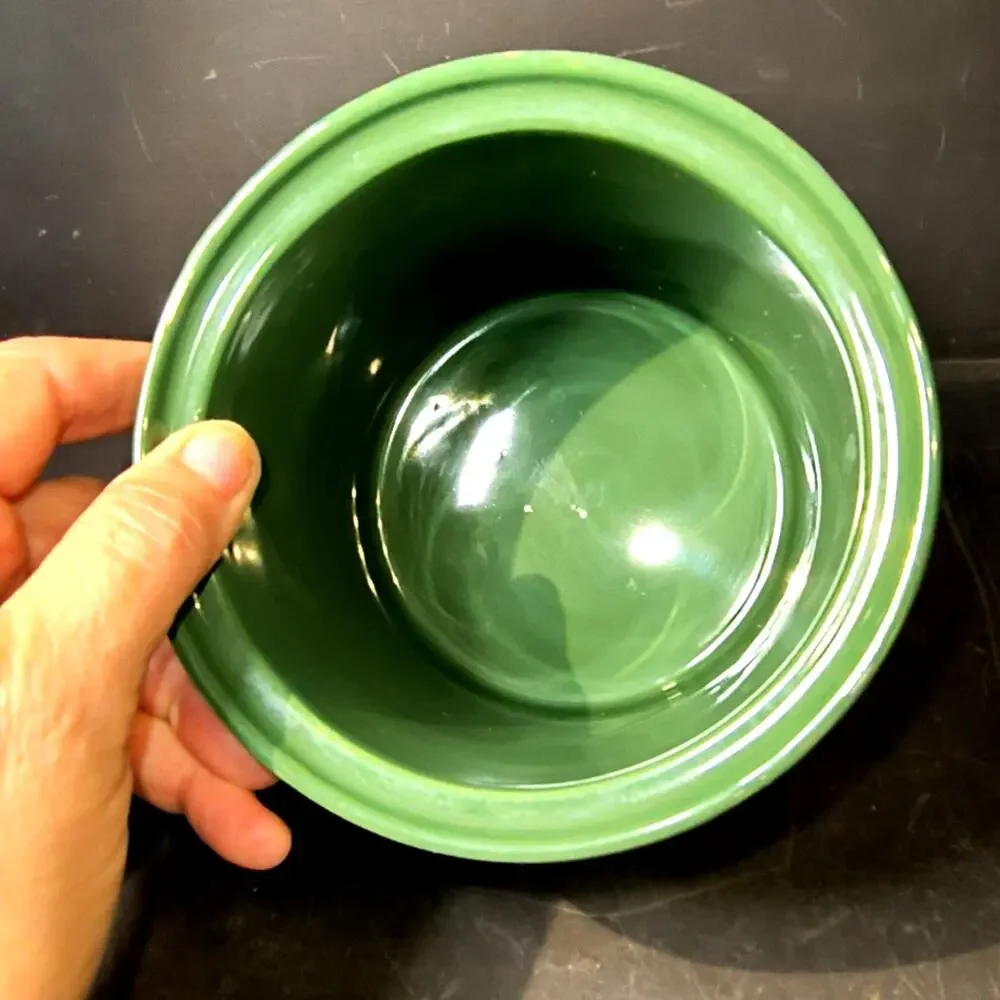 1870.  Green Ceramic Kitchen Cannister Medium with Air Sealing Grommet